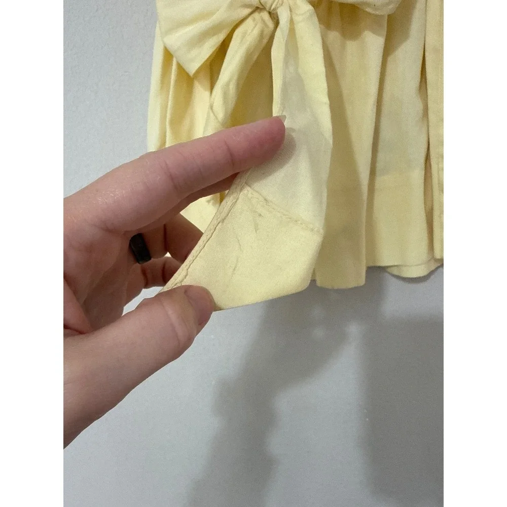 VTG Tiny Togs Town Girls 2T‎ Yellow Collared Dress Embroidered Strawberries